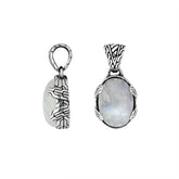 Sterling Silver Tribal Oval Pendant With Rainbow Moonstone